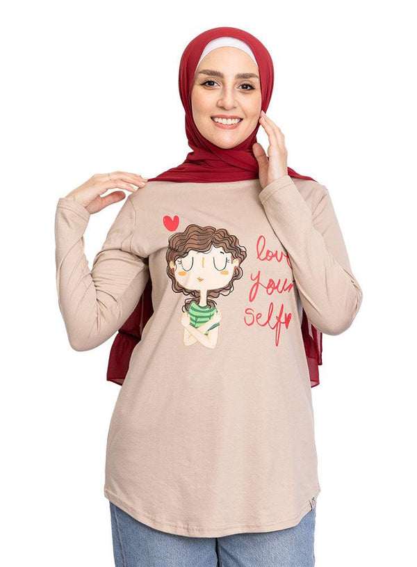 Latte Printed Long - Sleeve Design 36 - Khotwh